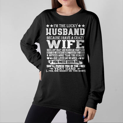 Best Wife Shirt, Wife and Husband Unisex T-Shirt/Hoodie/Sweatshirt HLT00 - Gift for wife T shirt, lucky wife   I Am A Lucky Husband I Have A Crazy Wife Christmas Birthday T-Sh