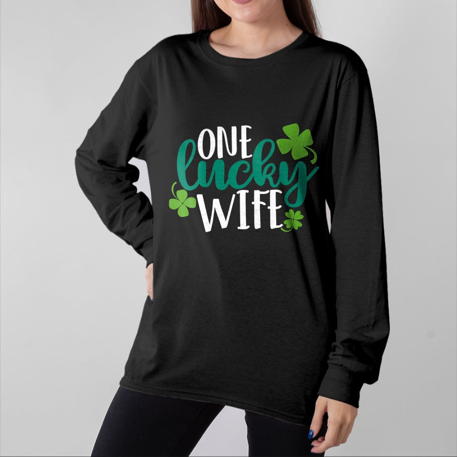 Best Wife Shirt, Wife and Husband Unisex T-Shirt/Hoodie/Sweatshirt HLT00 - Gift for wife T shirt, lucky wife   Womens One Lucky Wife Irish St Patricks Day Womens Girls Funny G