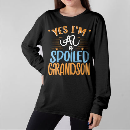 Best Grandma Shirt, Proud Grandma Unisex T-Shirt/Hoodie/Sweatshirt HLT00 - yes I'm a spoiled grandson T-Shirt (5)