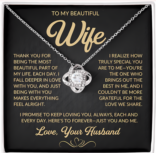 TO MY WIFE FROM HUSBAND - Premium Love Knot Necklace