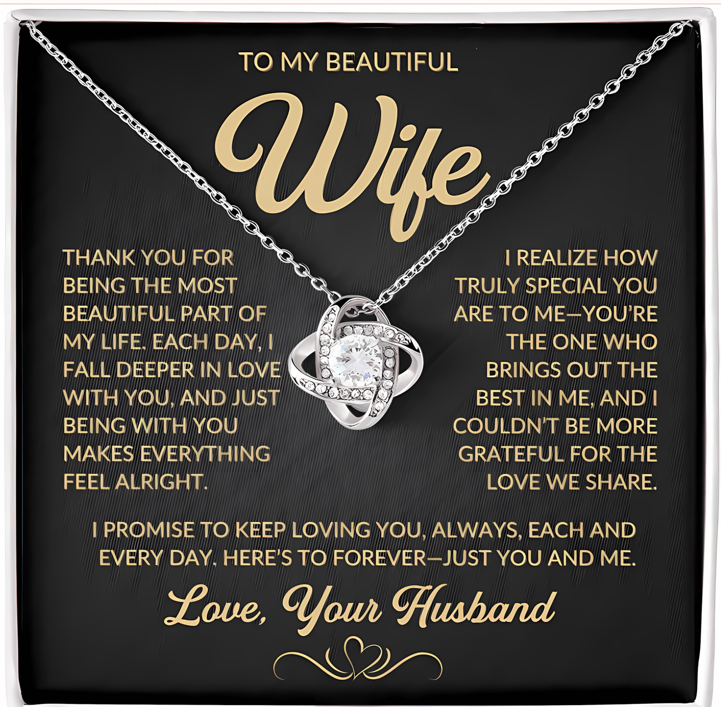 TO MY WIFE FROM HUSBAND - Premium Love Knot Necklace
