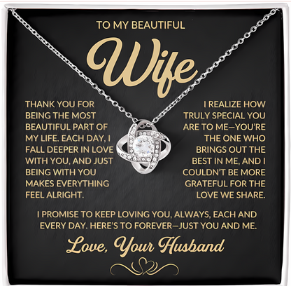 TO MY WIFE FROM HUSBAND - Premium Love Knot Necklace