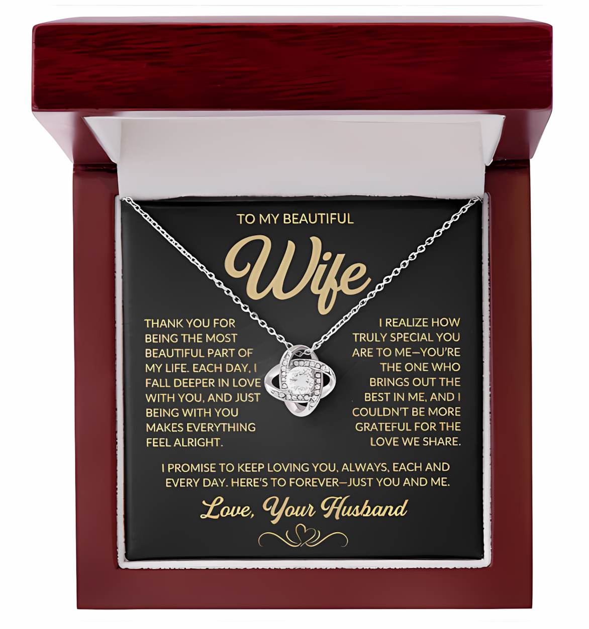 TO MY WIFE FROM HUSBAND - Premium Love Knot Necklace