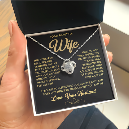 TO MY WIFE FROM HUSBAND - Premium Love Knot Necklace