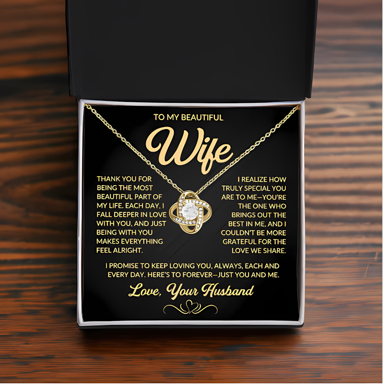 TO MY WIFE FROM HUSBAND - Premium Love Knot Necklace