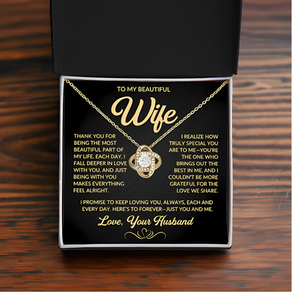 TO MY WIFE FROM HUSBAND - Premium Love Knot Necklace