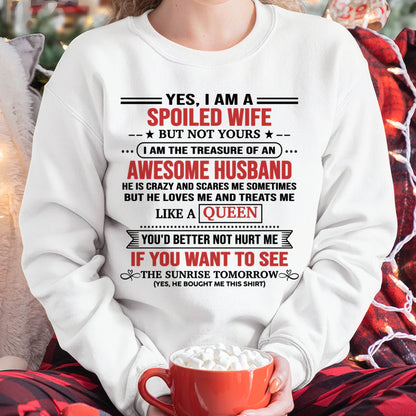 I AM THE TREASURE OF AN AWESOME HUSBAND – Gift T Shirt From Husband For Wife – SNOW FEMALE00 (SKU2602-05-00)