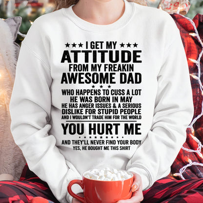MAY, I WOULDN'T TRADE HIM FOR THE WORLD - GIFT T SHIRT FROM DAD FOR DAUGHTER - SNOW05 (SKU2604-69-05)