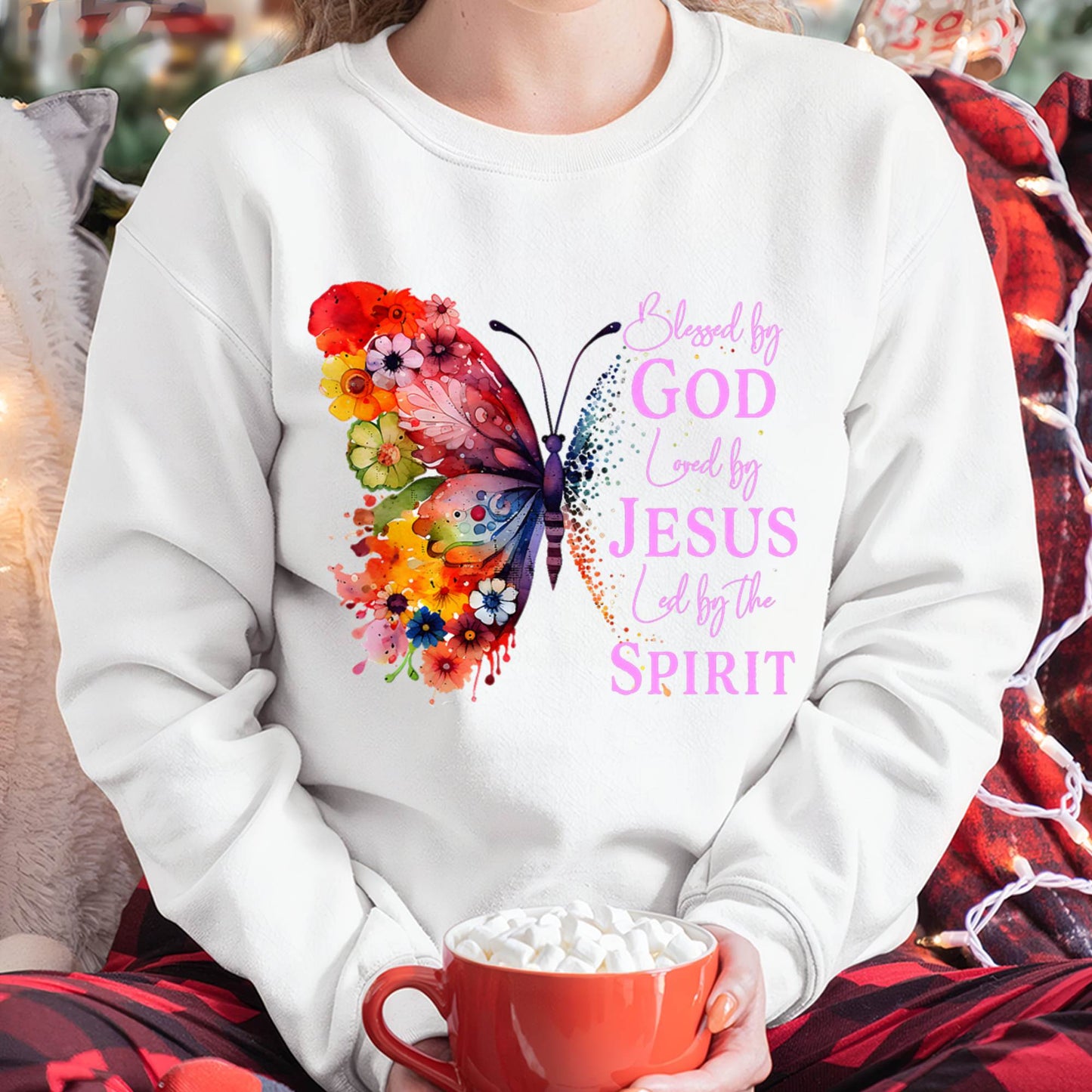 Blessed by God Loved by Jesus Butterfly T-Shirt