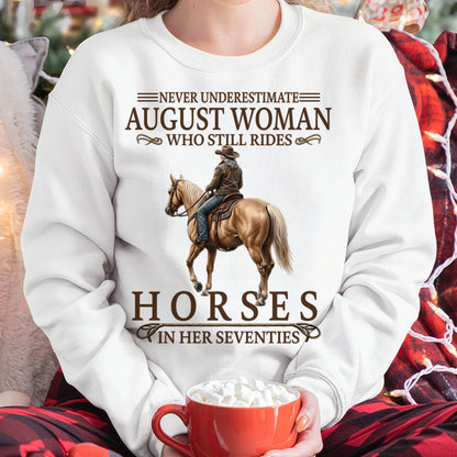 AUGUST SHIRT, A WOMAN WHO STILL RIDES HORSES IN HER SEVENTIES - SNOW08 (SKU2604-287-08)