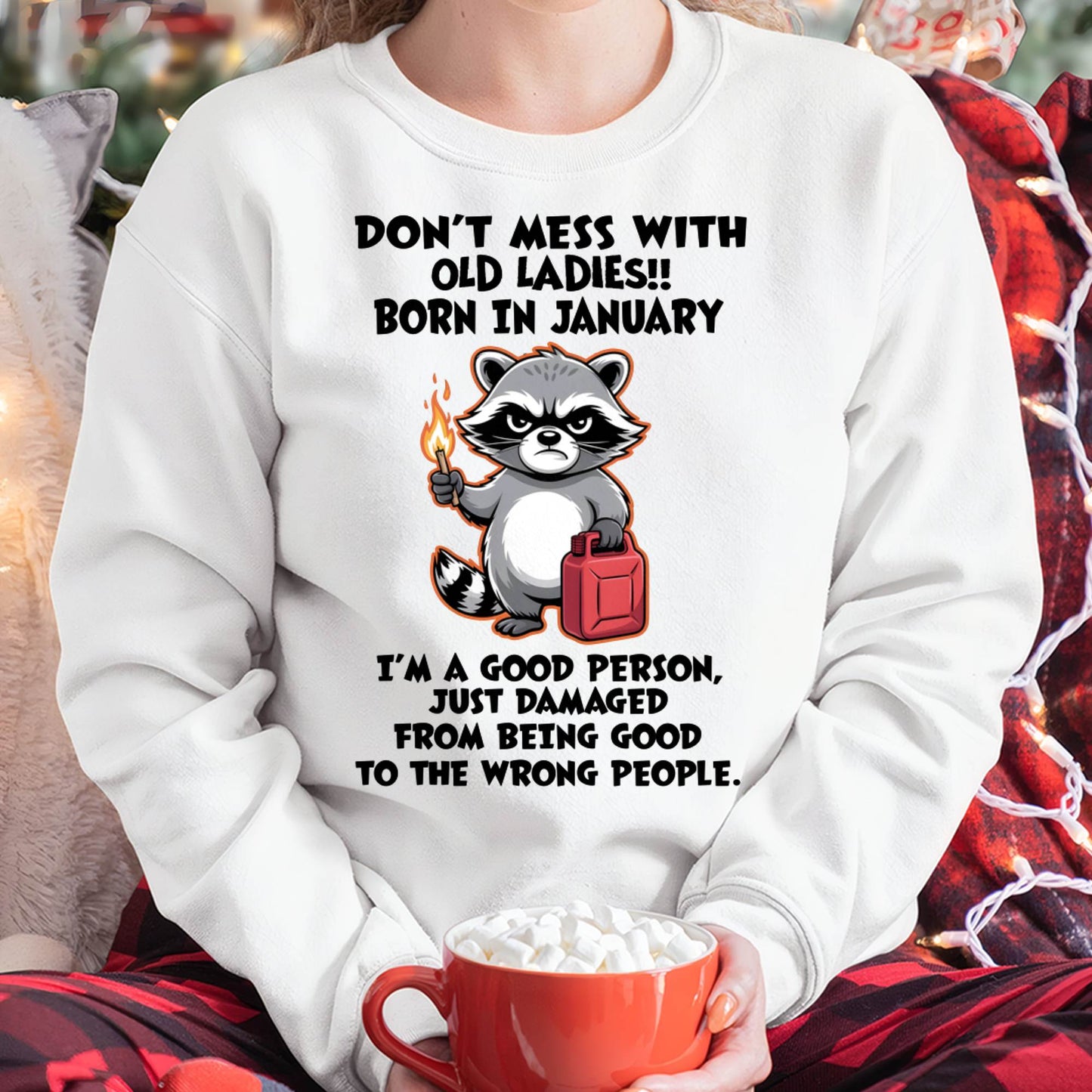 JANUARY SHIRT, DAMAGED FROM BEING GOOD TO THE WRONG PEOPLE - SNOW01 (SKU2604-282-01)