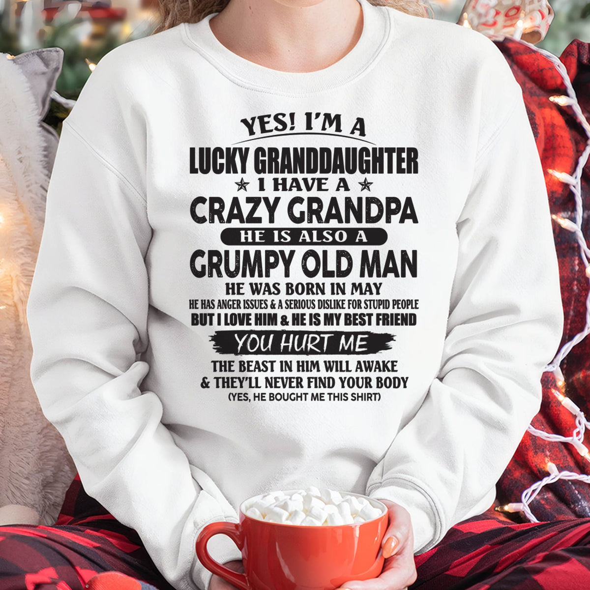 MAY - LUCKY GRANDDAUGHTER OF CRAZY GRANDPA - PERFECT GIFT FOR YOUR GRANDDAUGHTER FROM GRANDPA - SNOW05 (SKU10-150-05)