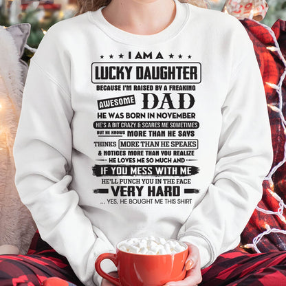 November - Lucky Daughter of Awesome Dad - Perfect Gift For Daughter From Dad - SNOW11 (SKU08-47-11)