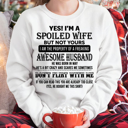 MAY, YES! I’M A SPOILED WIFE BUT NOT YOURS – GIFT T SHIRT FROM HUSBAND TO WIFE – SNOW MALE05 (SKU26T-01204-05)