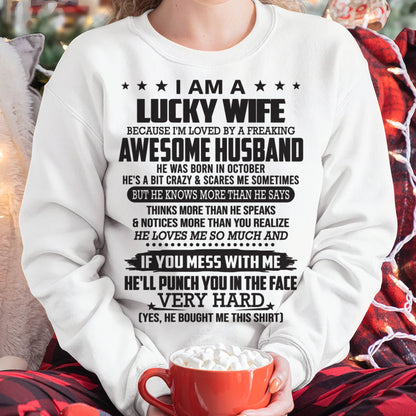 OCTOBER, I’M LOVED BY A FREAKING AWESOME HUSBAND, GIFT T SHIRT FROM HUSBAND TO WIFE - SNOW MALE10 (SKU26T-01142-10)