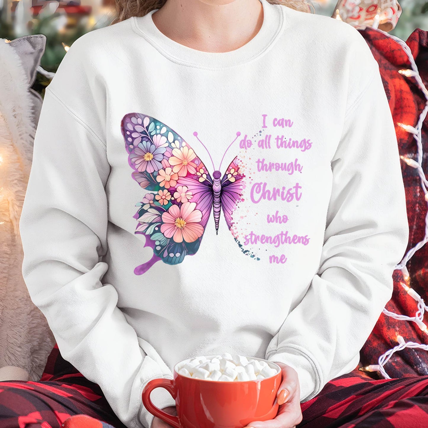 Jesus Shirts Apparel And Accessories I Can Do All Things Through Christ Pretty Butterfly Unisex-Adul