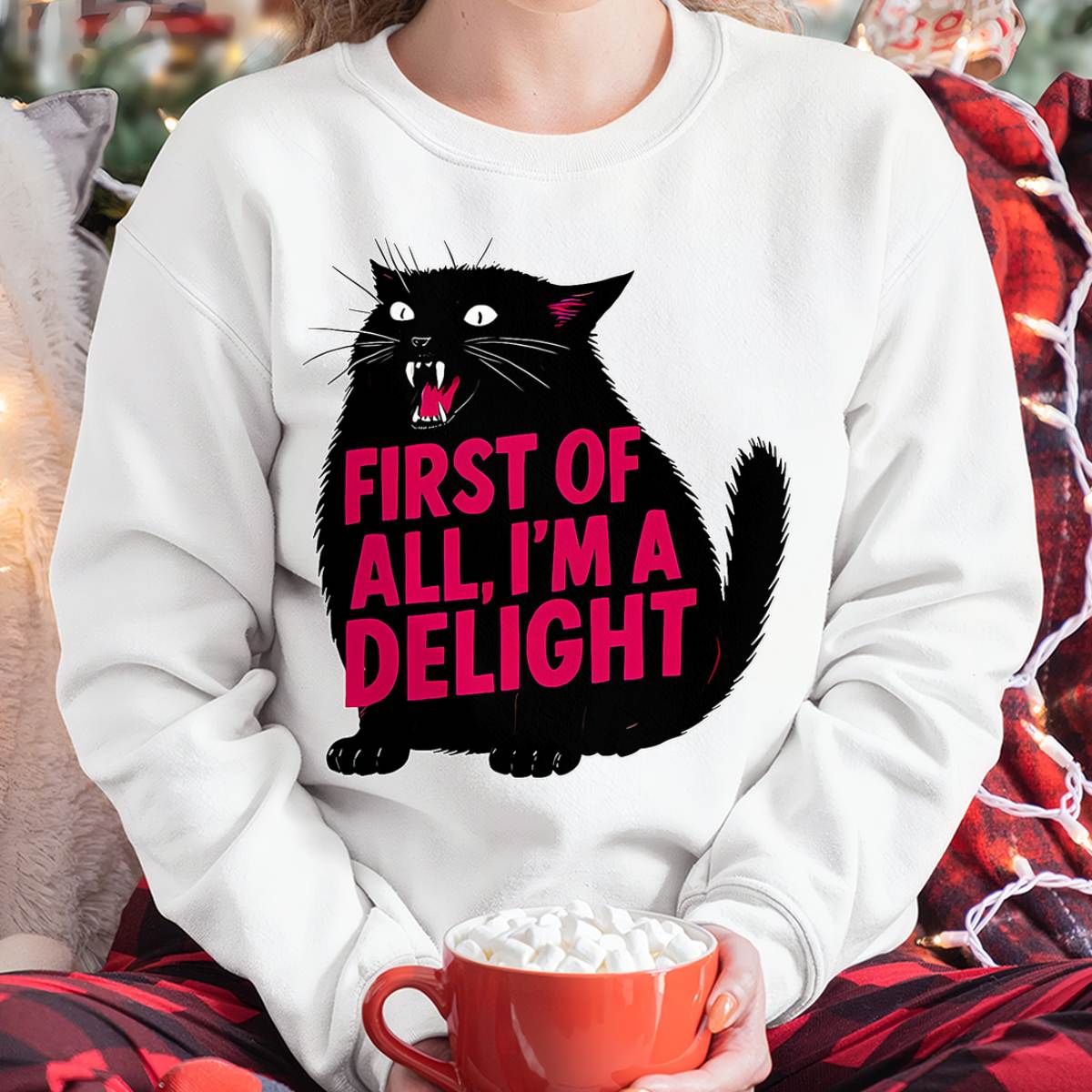 First of All I'm a Delight Roaring Black cat T-Shirt