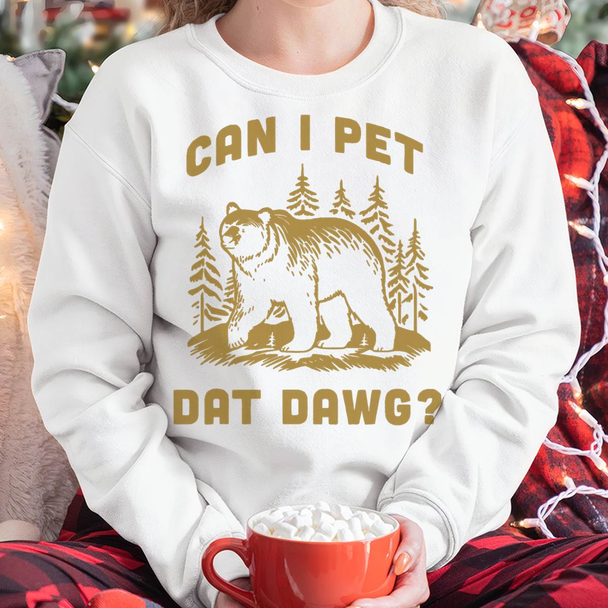 Can I Pet Dat Dawg Hiker Animal Lover Funny Bear Meme T-Shirt