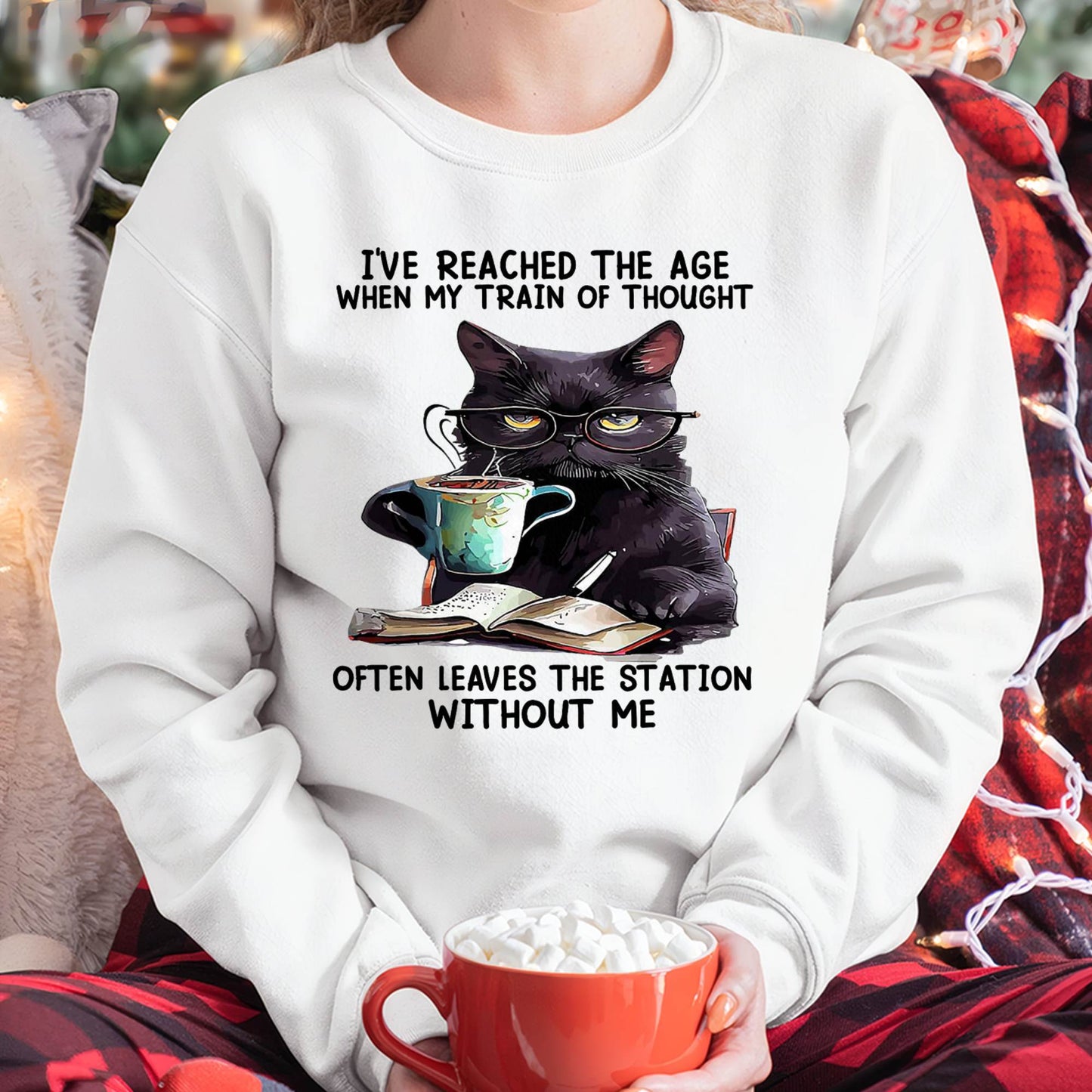 Cat I've Reached The Age When My Train of Thought T-Shirt (SKU-SNOW-07)