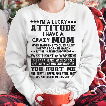 MARCH, SHE HAS A HEART MADE OF GOLD - GIFT T SHIRT FROM MOM FOR DAUGHTER - SNOW03 (SKU2603-168-03)