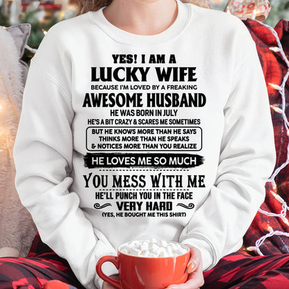 JULY, I’M LOVED BY A FREAKING AWESOME HUSBAND GIFT T SHIRT FROM HUSBAND FOR WIFE – SNOW MALE07 (SKU26T-01196-07)