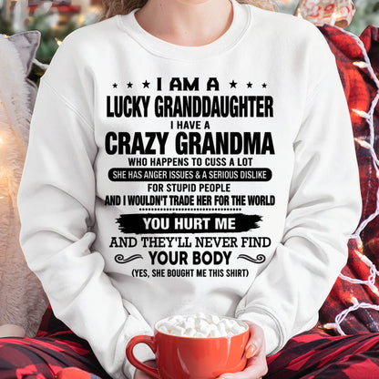 I AM A LUCKY GRANDDAUGHTER, GIFT SHIRT FROM GRANDMA FOR GRANDDAUGHTER - SNOW00 (SKU2607-108-00)