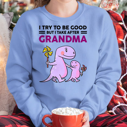 TRY TO BE GOOD BUT I TAKE AFTER GRANDMA- For granddaughter T shirt snow00 (SKU07-87)