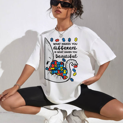 What Makes You Different Beautiful Elephant Autism Awareness T-Shirt