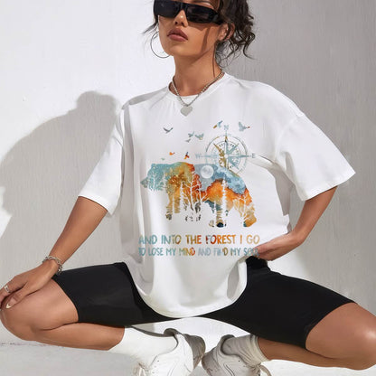 and Into The Forest I Go to Lose My Mind Camping Bear T-Shirt