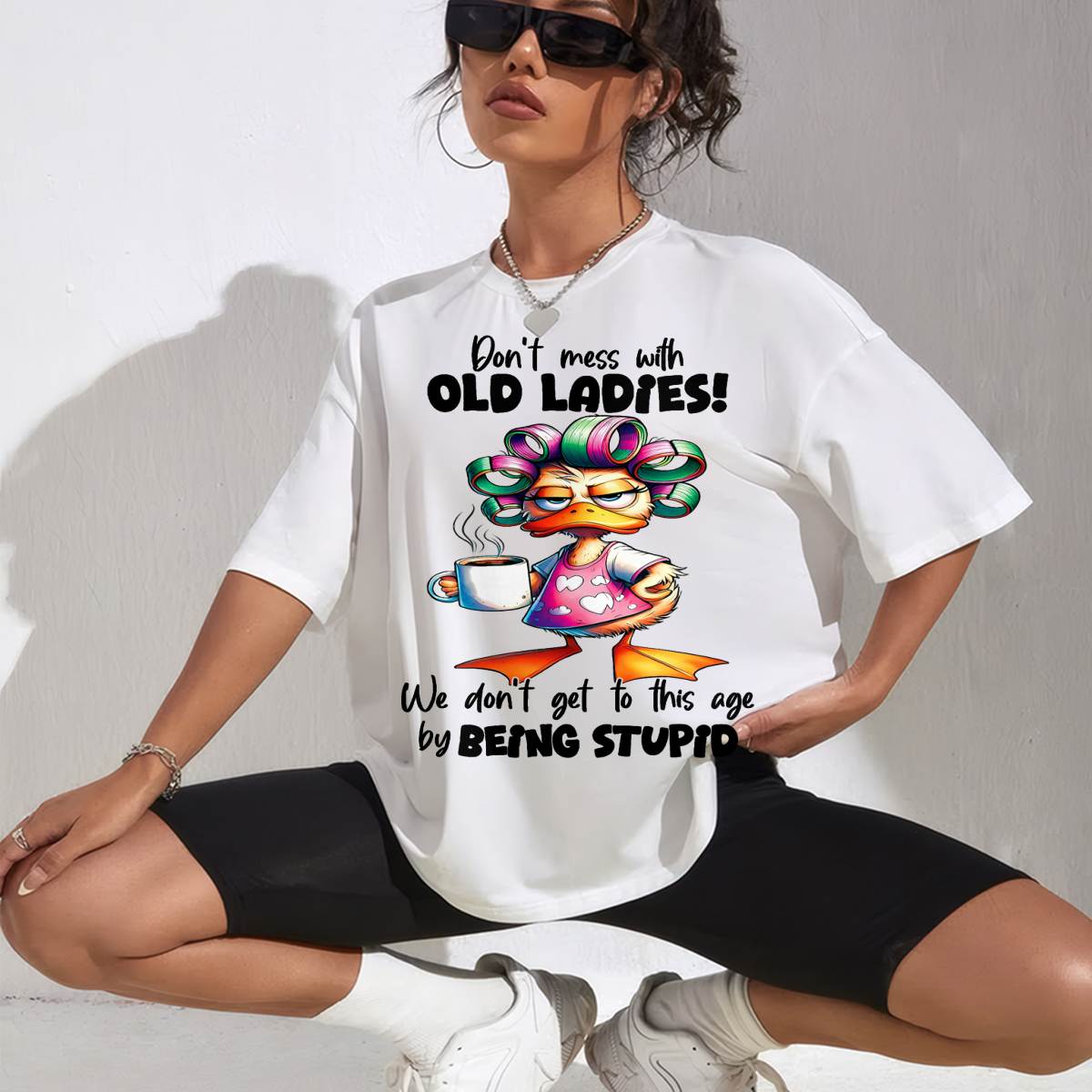 Cute Duck Don't Mess with Old Ladies T-Shirt