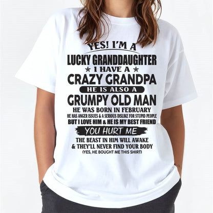 FEBRUARY - LUCKY GRANDDAUGHTER OF CRAZY GRANDPA - PERFECT GIFT FOR YOUR GRANDDAUGHTER FROM GRANDPA - SNOW02 (SKU10-150-02)