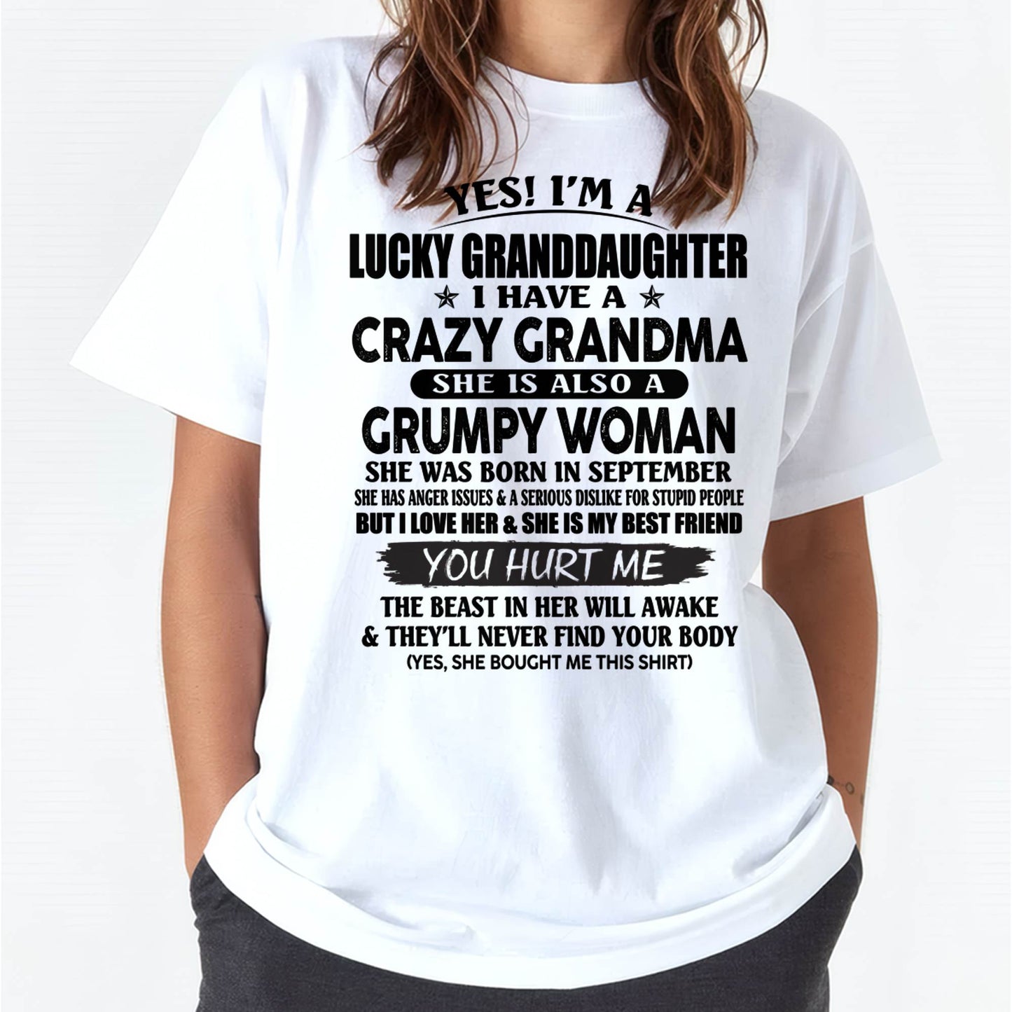 SEPTEMBER - LUCKY GRANDDAUGHTER OF CRAZY GRANDMA - PERFECT GIFT FROM GRANDMA - snow09 (SKU12-146-09)