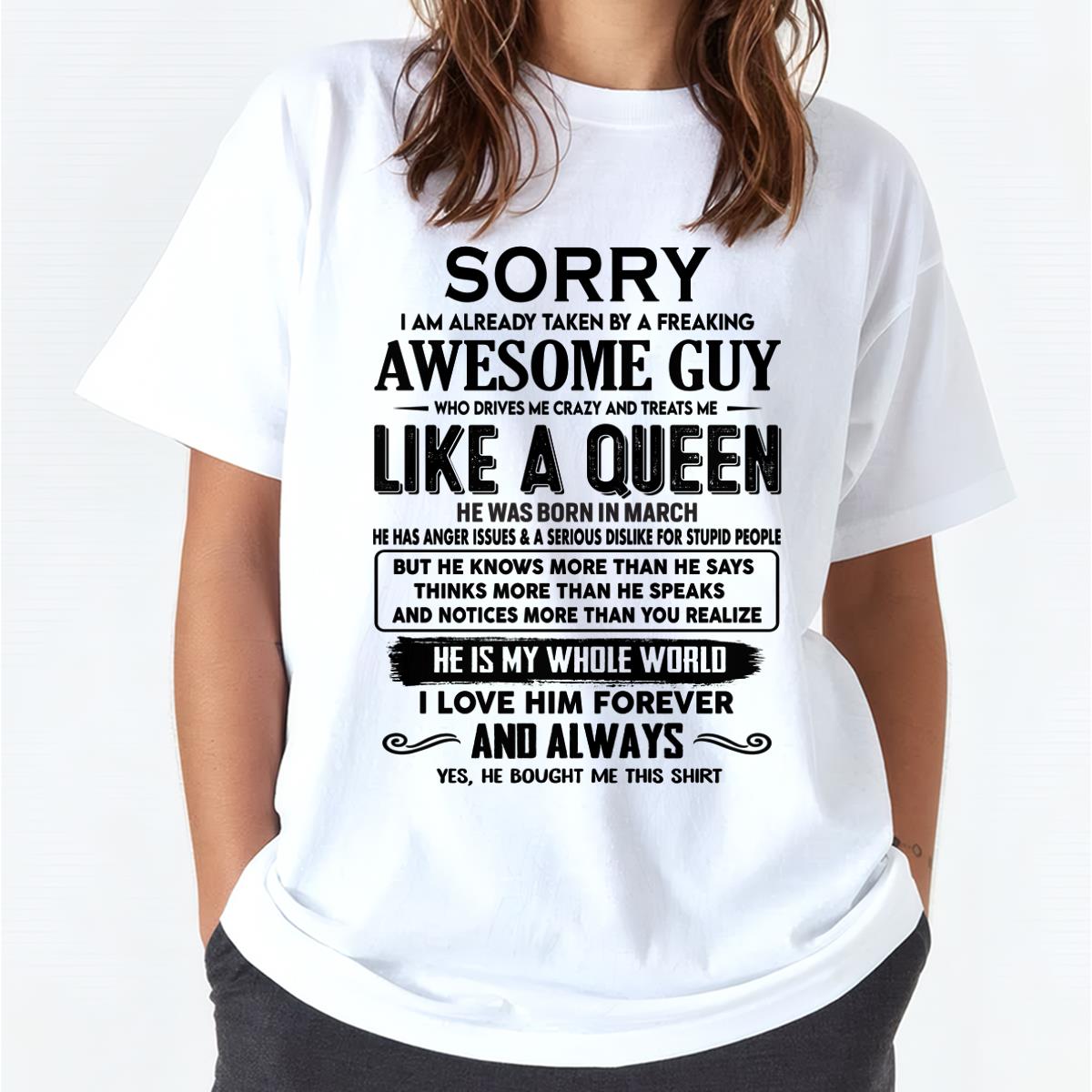 March - Sorry I am already taken by a freaking awesome guy - Gift for Wife From Husband - SNOW03 (SKU-SRG-03)