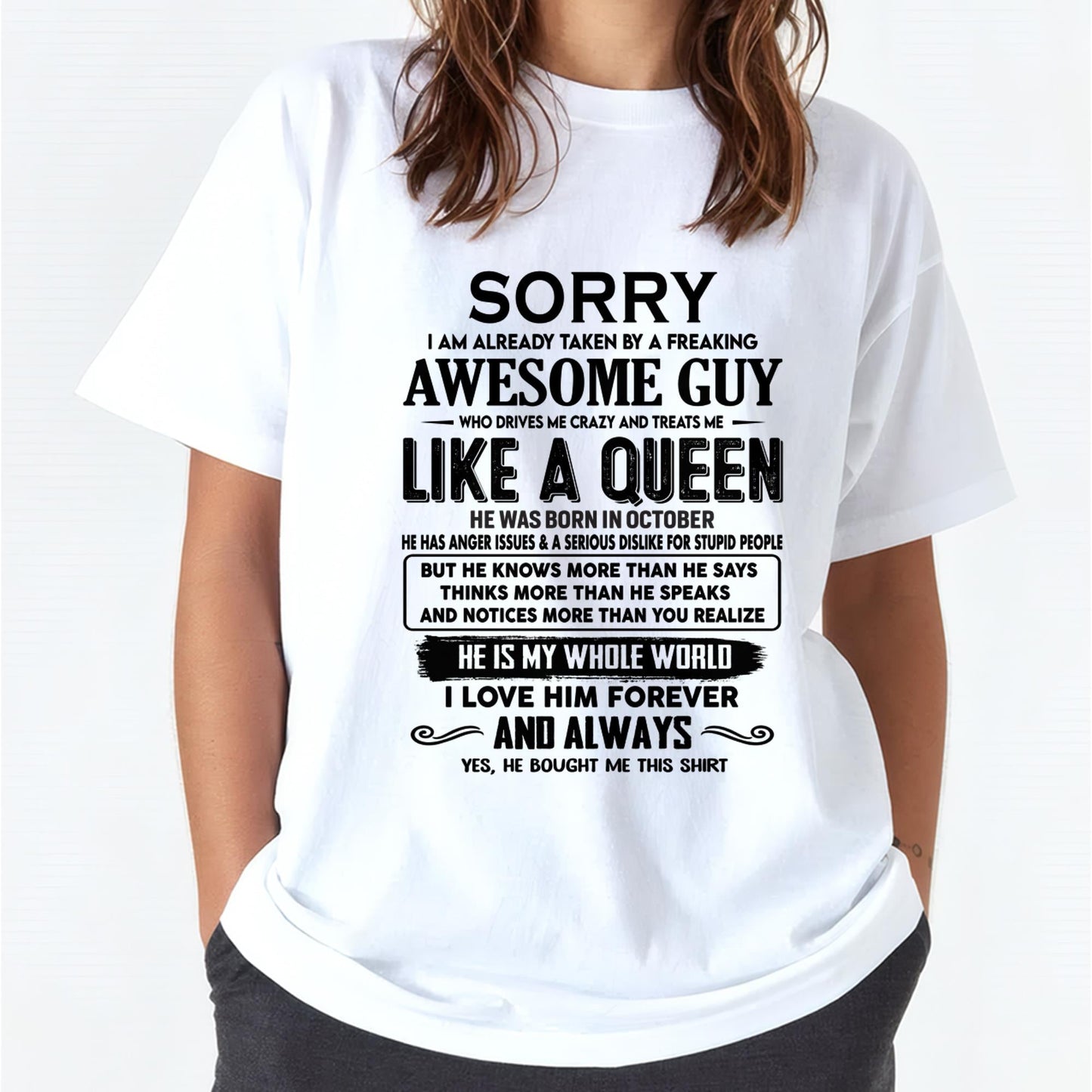October - Sorry I am already taken by a freaking awesome guy - Gift for Wife From Husband - SNOW10 (SKU-SRG-10)