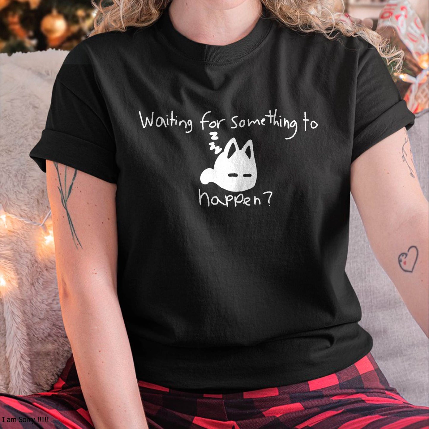 Cat Lover Waiting for Something to Happen Omori Cat Inspired T-Shirt