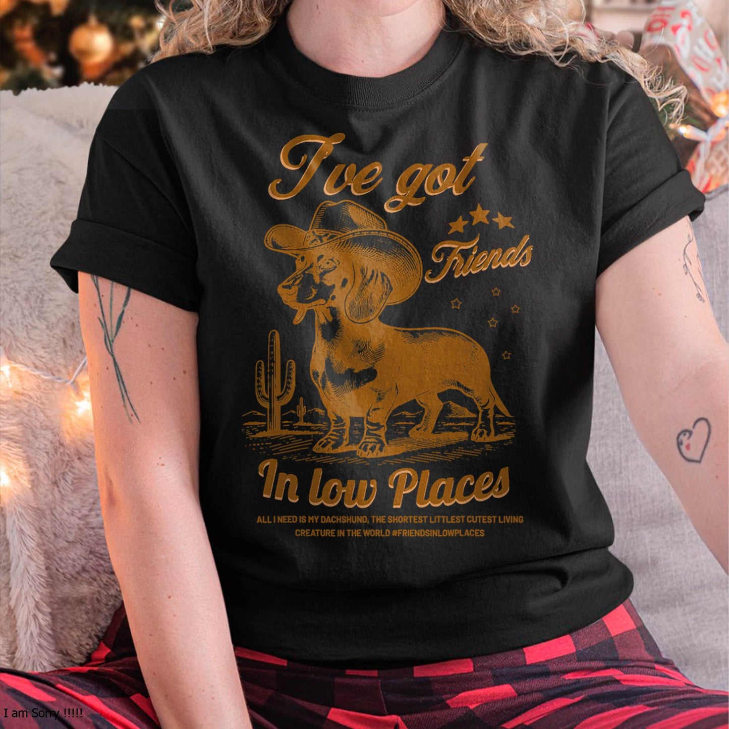 I've Got Friends in Low Places Funny Dachshund Cowboy Doxie Cat T-Shirt