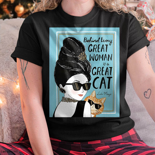 Cats Behind Every Great Woman There Is A Great Cat T-Shirt