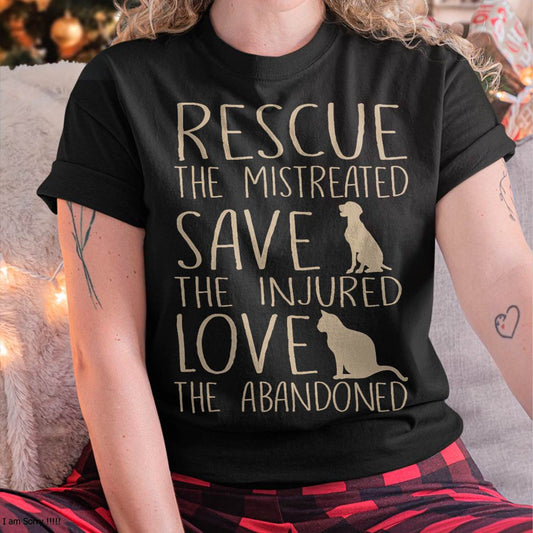 Rescue Save Love - Cute Animal Rescue Dog Cat Lovers T-Shirt