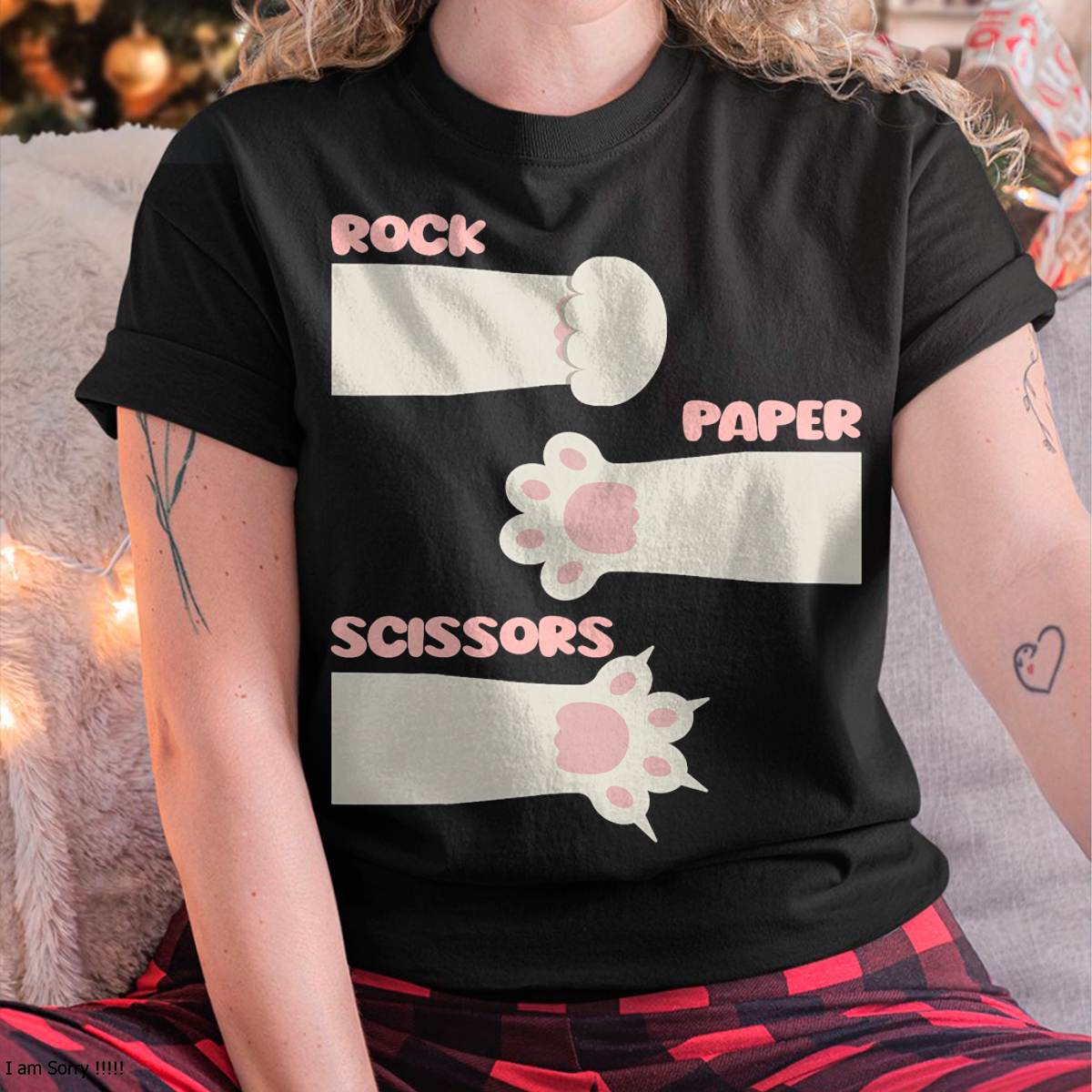 Rock Paper Scissors Hand Game Feline Animal Cute Cat T-Shirt