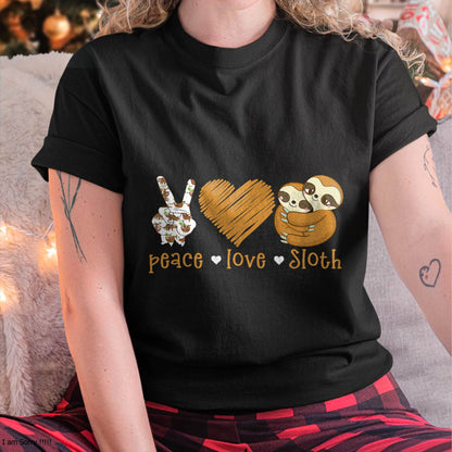 Peace Love Sloth Hand Sign Heart Sloth Lovers T-Shirt