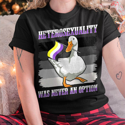 Funny Duck Meme Nonbinary Flag Genderqueer Pride Enby Goose T-Shirt