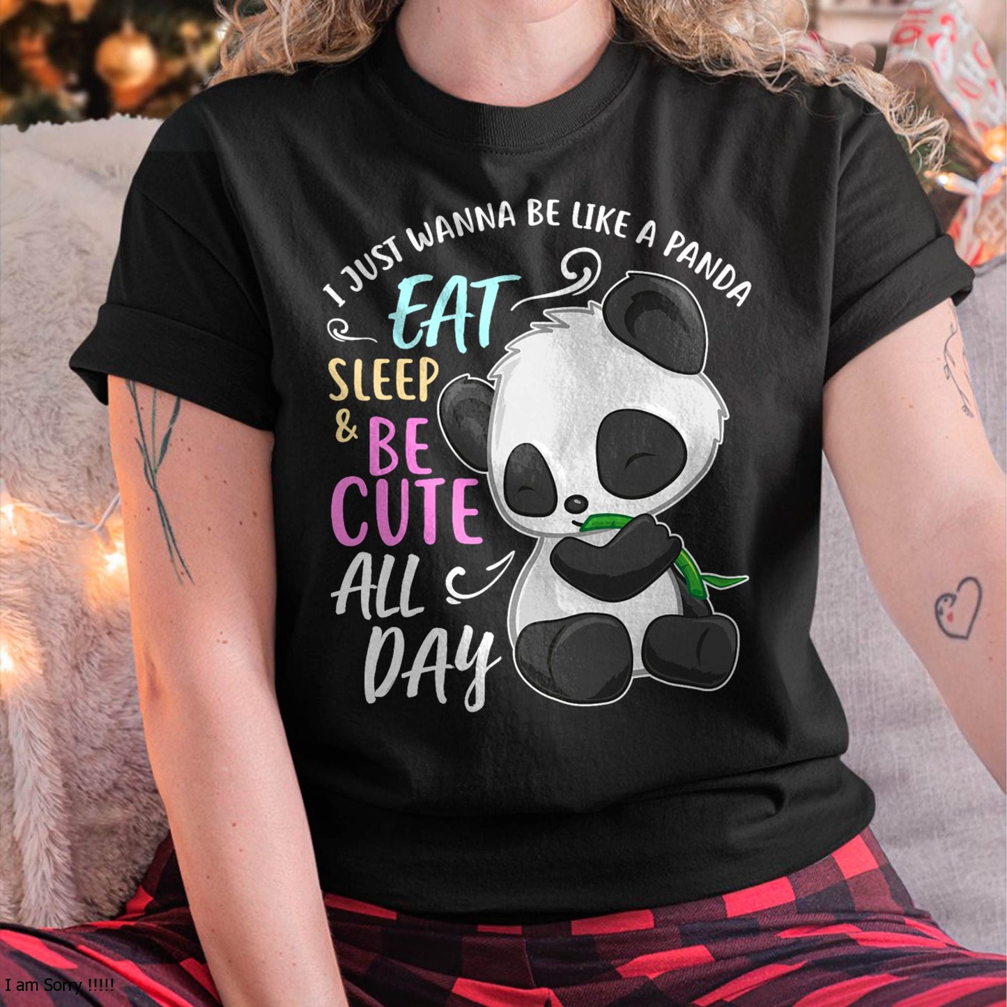 Girls Panda Bear Just Wanna Be Cute Eat Sleep - Panda Lover T-Shirt