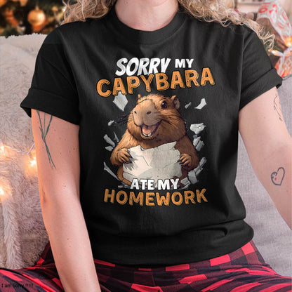 Sorry My Capybara Ate My Homework - Funny Capy Rodent Animal T-Shirt