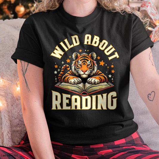 Wild About Reading Tiger Design for Teachers & Students T-Shirt