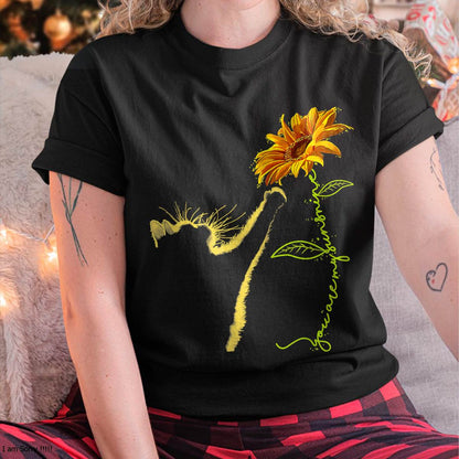Cat Sunflower Gifts for Cat Lovers, Cat Mom, Cat Lady, Women T-Shirt (SKU-SNOW-04)