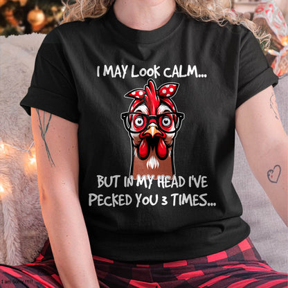 Chicken with Bandana Headband Glasses Funny for Women Girls T-Shirt