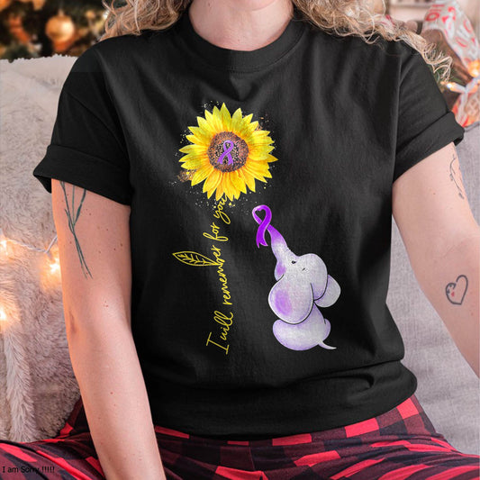 Elephant I Will Remember for You Sunflower Alzheimer T-Shirt