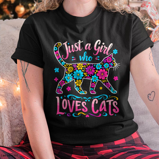 Cat Cute Just A Girl Who Loves Cats T-Shirt (SKU-SNOW-01)