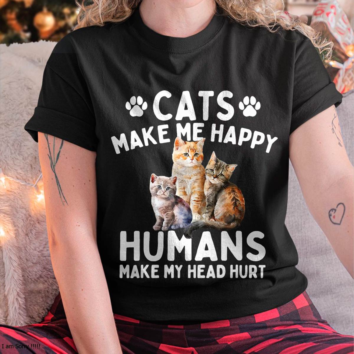 Cats Make Me Happy Humans Make My Head Hurt - Cat Lover T-Shirt