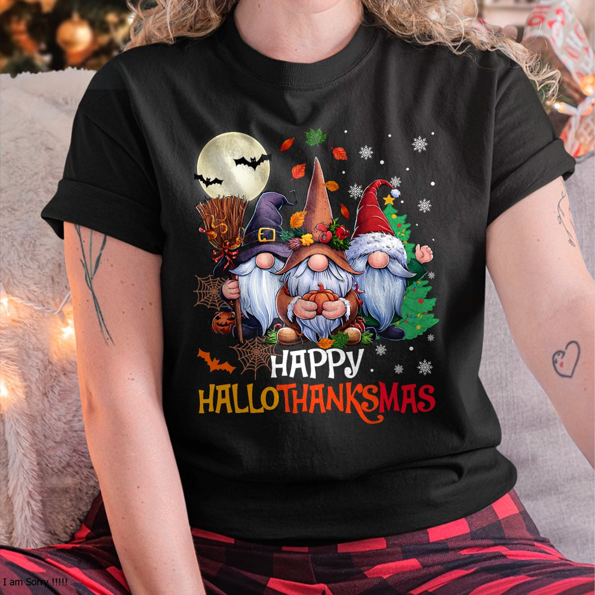 Happy Hallothanksmas Gnomes Lover Halloween Merry Christmas T-Shirt - Christmas Unisex T-Shirt/Hoodie/Sweatshirt - SNOW00